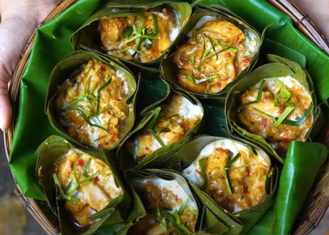 Fish Amok – Widely considered Cambodia’s national dish, this creamy coconut curry with freshwater fish is steamed in banana leaves.