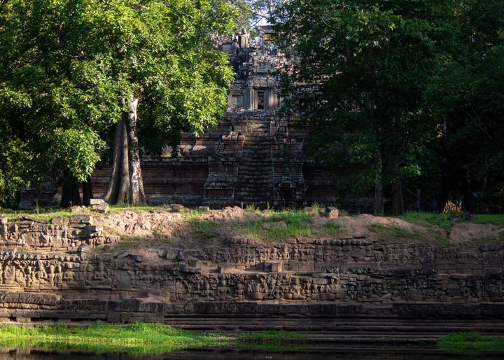 Phimeanakas steep steps view from Srash Srei or Women's Pond