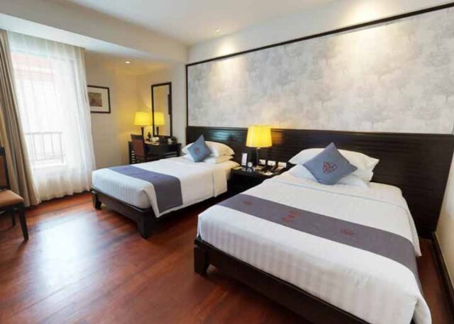 Twin bed Room Tara Angkor Hotel. 4 Star Hotel in Siem Reap, Cambodia
